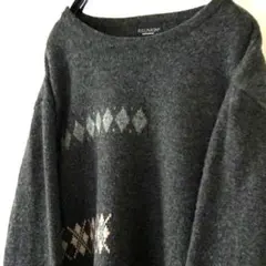 REUNION アーガイル ニット 古着 灰色 L セーター グレー