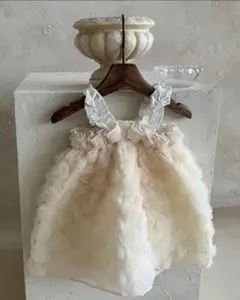 ドレス　70 80 90 チュール　お花　白