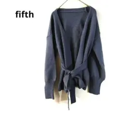 フィフス　 長袖カーディガン　ダークブルー　スタイリッシュ　ウエストリボン　F