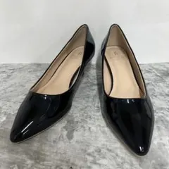 新品未使用級ROPE PICNIC 23.5cm黒エナメル ポインテッドトゥ