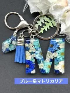 Y イニシャルキーホルダー ブルー系マトリカリア レジンチャーム