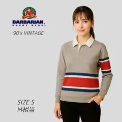 【カナダ製】バーバリアン　ヴィンテージ　ボーダーラガーシャツ　古着 Barbarian - 【カナダ製】バーバリアン ヴィンテージ ボーダー