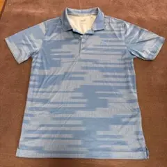 PUMA ゴルフシャツ M 青系 ストライプ