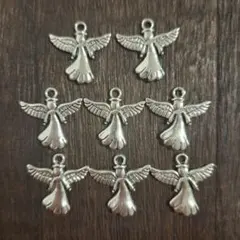 天使 チャーム 8個セット 約2cm シルバー ハンドメイド素材 パーツ
