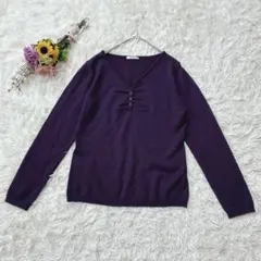 美品＊Erofter　ウール100　長袖ニット　セーター　Vネック　紫　M