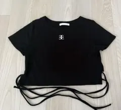 Chico チコ 半袖 Tシャツ ブラック 黒 ウエストリボン Fのサムネイル