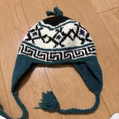 耳あて付きニット帽 グリーン