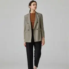 【美品】トゥモローランド ガンクラブチェックストレッチ ダブルブレストジャケット