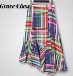 Grace Classグレースクラス タータンチェック フレア アシンメトリー
