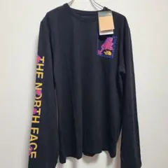 M 袖ロゴ 虎 タイガー アメリカ ノースフェイス ロンT ロゴ us 黒 長袖