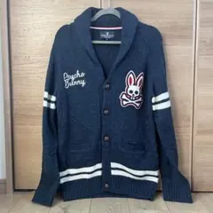 【美品】Psycho Bunny ウールカーディガン Lサイズ 日本製 ネイビーのサムネイル