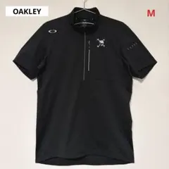 【美品】OAKLEYゴルフウェア ポロシャツ ジップモックシャツ スカル
