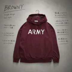 Y8728【ブラウニー】ロゴパーカー ビッグシルエット スウェット 赤紫 Mのサムネイル