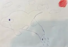 小4の子どもが描いたシャチの絵 手描きイラスト 原画 1点もの