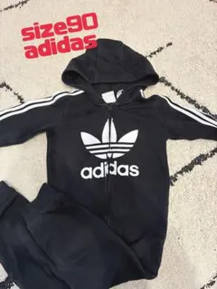 タイムセール⏱最終値下げadidas フード付きロンパース サイズ90 黒