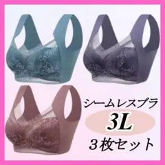 シームレスブラ ノンワイヤー 大きい ナイトブラ 着痩せ 美胸 3枚セット 下着