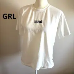 GRL ロゴ刺繍 ホワイト Tシャツ レディース L シンプル
