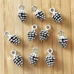 松ぼっくり シルバー 木の実 秋 ハンドメイド パーツ チャーム