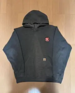 Carharttヴィンテージ90sスウェットパーカー企業ロゴ刺繍ブラック黒XL