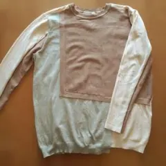 kese-moi ベージュグレー パネルデザイン セーター