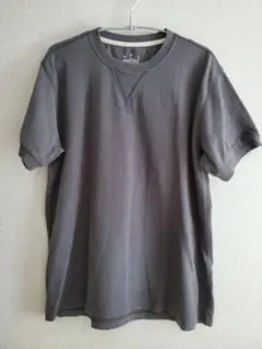 無印　太番手天竺編みガセット付き半袖Tシャツ　ダークグレー