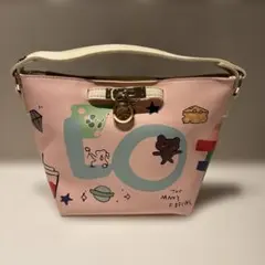 イラスト入り ハンドバッグ ピンク