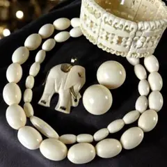 天然素材 ネックレス＆イヤリング＆ネックレストップ ブレスレットアイボリー