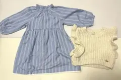 プティマイン　petit main ワンピース　2点セット　ストライプ　90cm