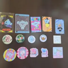 BT21グッズ10点まとめ売りKOYASHOOKYRJ缶バッジカードシールBTS
