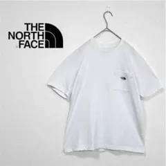 ザノースフェイス　半袖　Tシャツ　胸ポケット　ロゴ刺繍　綿混　ホワイト　サイズM
