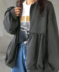 ジップアップ ランタンスリーブ ジャケット