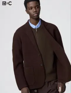 【オンライン売り切れ】UNIQLO ブラウン ニットジャケットS
