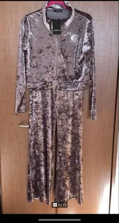 【新品未使用タグ付き】アベイル購入 ベロアセットアップ淡桃色