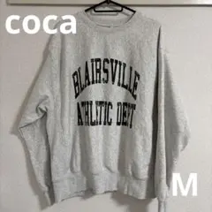 coca グレー 裏起毛　ロゴトレーナー　M