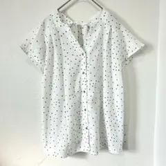 ビス(M)ホワイト ドット柄 半袖シャツブラウス シフォン素材