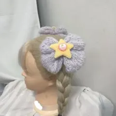 リボン　ヘアピン ヘアクリップ　アイドル コンカフェ嬢 手編み　ハンドメイド