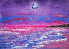 夜明けの海＊絵画 原画 風景画 海 ハワイ 沖縄 朝日 夕日 キレイな景色