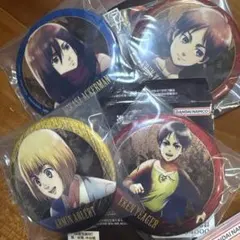 一番くじ進撃の巨人　G賞メタリック缶バッジ　エレン　ミカサ　アルミン
