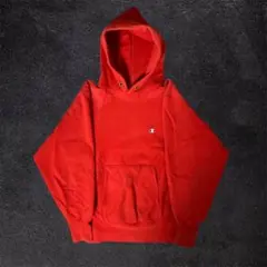 【良スペック】USA製 90s リバースウィーブ パーカー レッド 濃赤 目あり