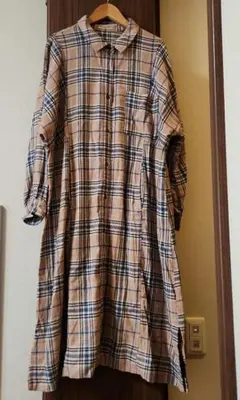 SM2 サマンサ チェック柄 ロングシャツワンピース 綿 大きめ サイズF