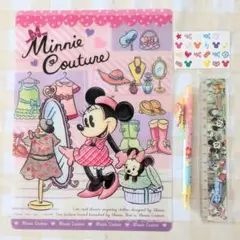 【新品】Disney 下敷き シャープペンシル 定規 ミニー ミッキー シール