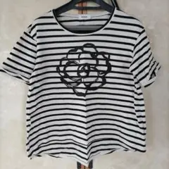 インゲボルグ　ストライプ 花柄 半袖Tシャツ