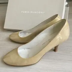 FABIO RUSCONIベージュ エナメル パンプス 36 22.5 23