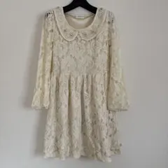 LODISPOTTO ロディスポット 総レースワンピース ビジュー襟 アイボリー
