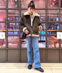 Ray BEAMS / フェイクムートン ボマー ブルゾン BROWN