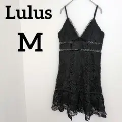 送料込❤Lulus【M】キャミワンピースブラック レース 肩紐調整可