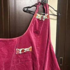 新品未使用　ホットマン　花柄ポケット付きピンクエプロン