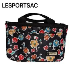 【美品】レスポートサック　ポーチ　バッグインバッグ　ブラック　花柄　バッグ　軽量