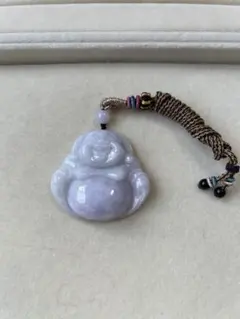 本翡翠ペンダント布袋さま彌勒 守る糯氷富貴紫ミャンマー産(A貨) 貴重 魔除け