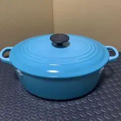 ル・クルーゼ ココットロンド 22 cm ターコイズ系 カリビアンブルーに